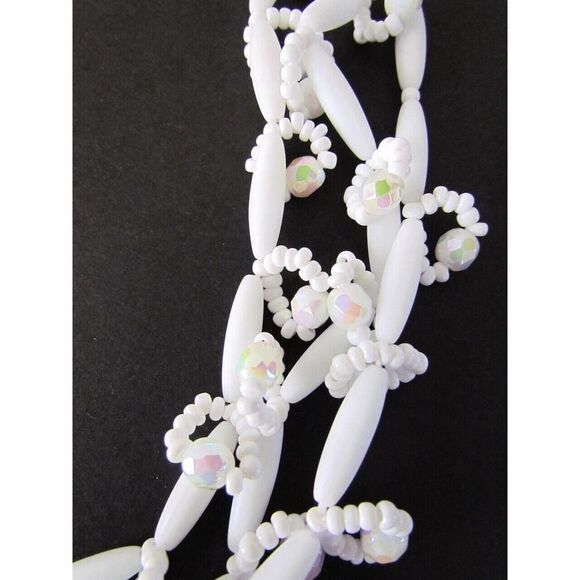 Vintage Layered Necklace Milk Glass Multi Beaded Loop - Picture 9 of 16